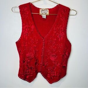 Vintage Heirloom Collectibles Red Knit Vest L